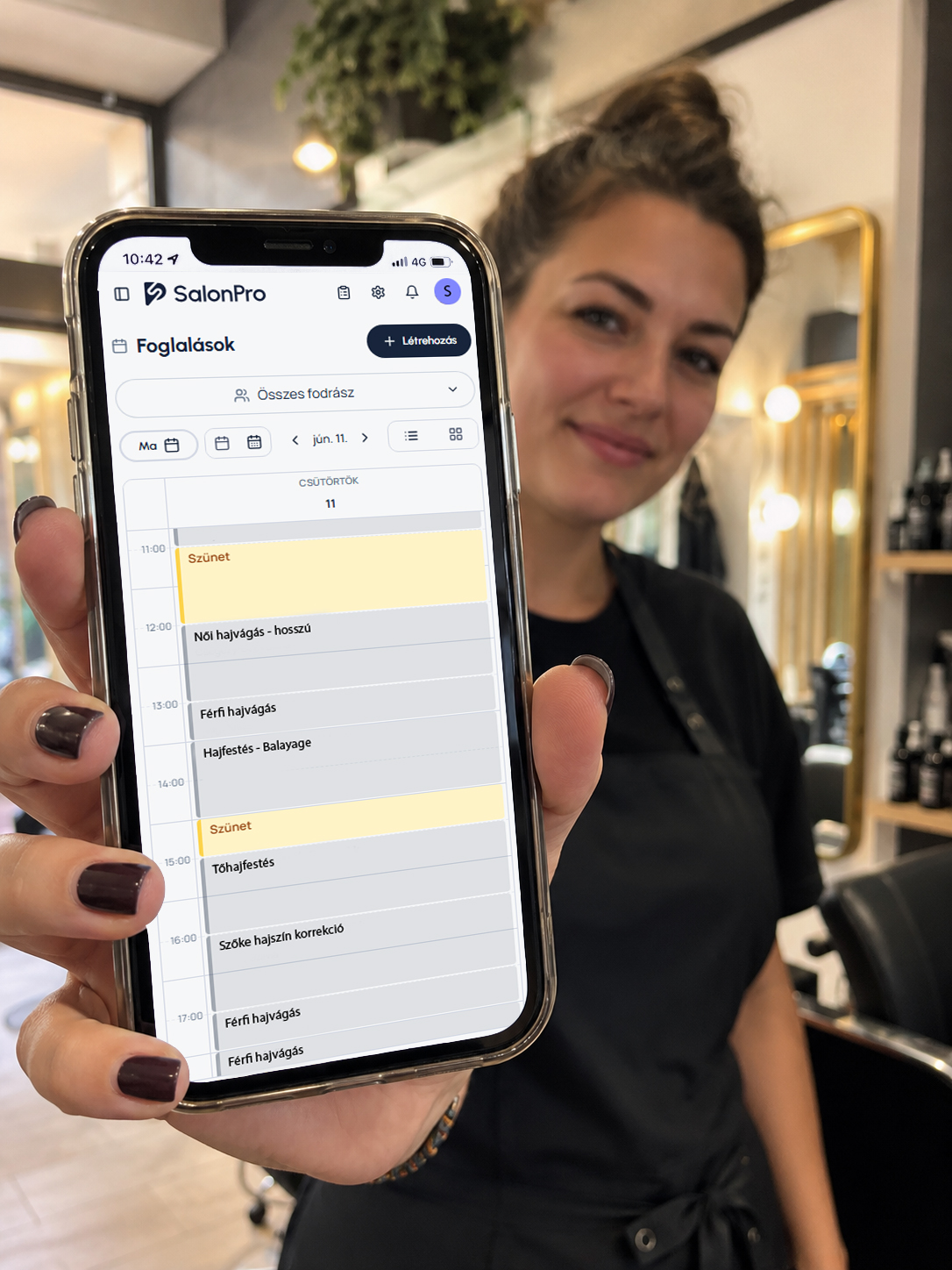 SalonPro mobil naptár fodrász szalonban